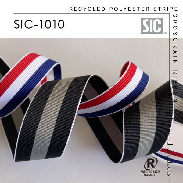 New Item : SIC-1010 / RECYCLED POLYESTER STRIPE GROSGRAIN RIBBON