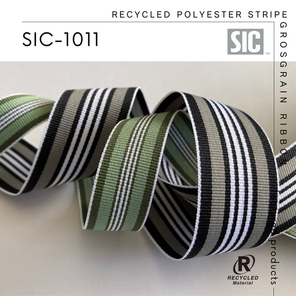 New Item : SIC-1011 / RECYCLED POLYESTER STRIPE GROSGRAIN RIBBON