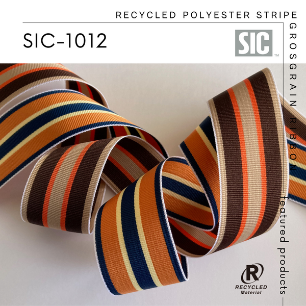 New Item : SIC-1012 / RECYCLED POLYESTER STRIPE GROSGRAIN RIBBON